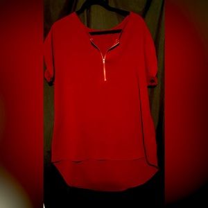 SHEIN Half Zip Batwing Sleeve Blouse